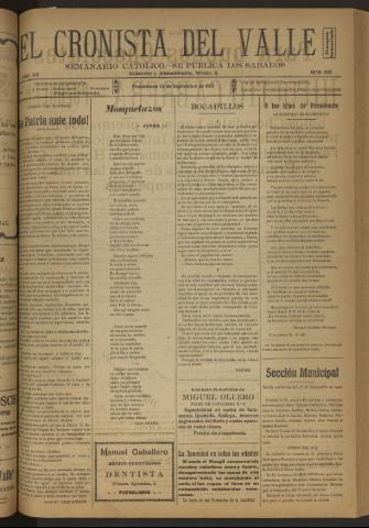 'El Cronista del Valle' - Época 1ª Año XII Número 602 - 1921 septiembre 24