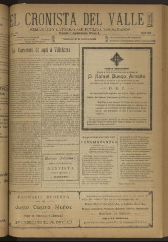 'El Cronista del Valle' - Época 1ª Año XII Número 607 - 1921 octubre 29