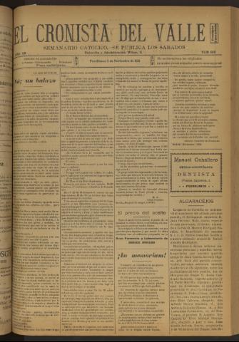 'El Cronista del Valle' - Época 1ª Año XII Número 608 - 1921 noviembre 05