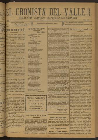 'El Cronista del Valle' - Época 1ª Año XII Número 612 - 1921 diciembre 03