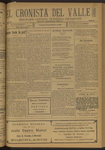 'El Cronista del Valle' - Época 1ª Año XII Número 613 - 1921 diciembre 10