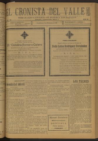 'El Cronista del Valle' - Época 1ª Año XII Número 614 - 1921 diciembre 17