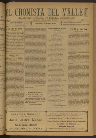 'El Cronista del Valle' - Época 1ª Año XII Número 616 - 1921 diciembre 31