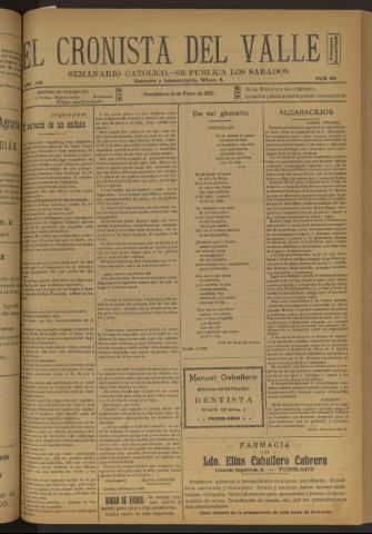 'El Cronista del Valle' - Época 1ª Año XIII Número 618 - 1922 enero 14