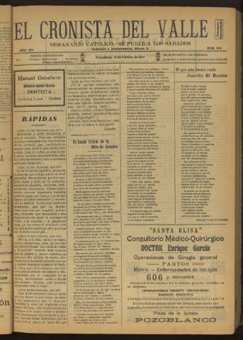 'El Cronista del Valle' - Época 1ª Año XIV Número 674 - 1923 febrero 10