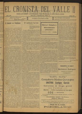 'El Cronista del Valle' - Época 1ª Año XIV Número 675 - 1923 febrero 17