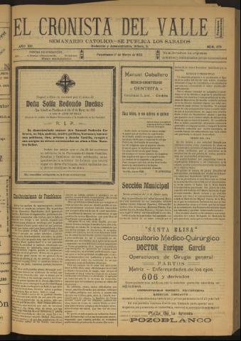 'El Cronista del Valle' - Época 1ª Año XIV Número 679 - 1923 marzo 17