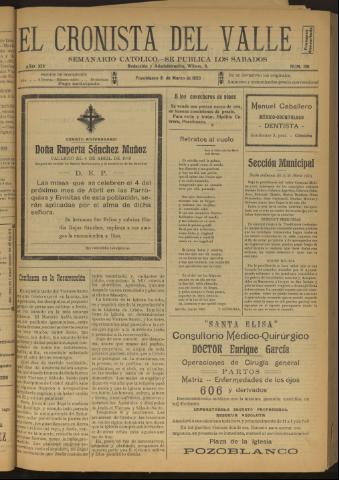 'El Cronista del Valle' - Época 1ª Año XIV Número 681 - 1923 marzo 31