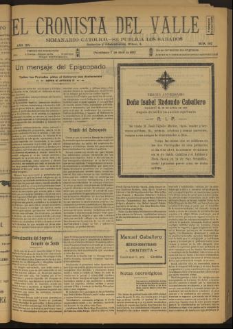 'El Cronista del Valle' - Época 1ª Año XIV Número 682 - 1923 abril 07