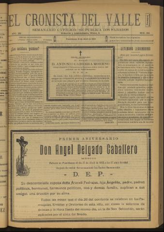 'El Cronista del Valle' - Época 1ª Año XIV Número 684 - 1923 abril 21