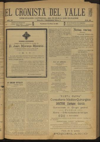 'El Cronista del Valle' - Época 1ª Año XIV Número 686 - 1923 mayo 05