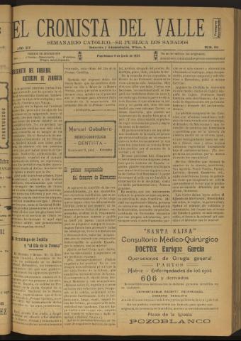 'El Cronista del Valle' - Época 1ª Año XIV Número 691 - 1923 junio 09