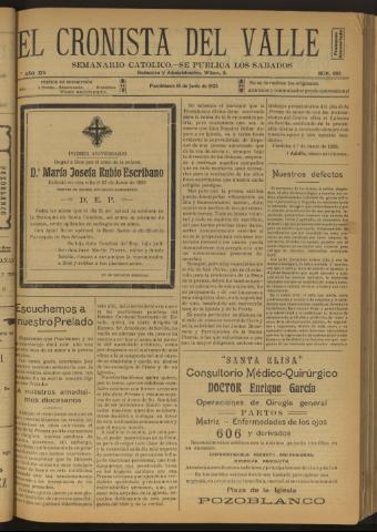 'El Cronista del Valle' - Época 1ª Año XIV Número 692 - 1923 junio 16