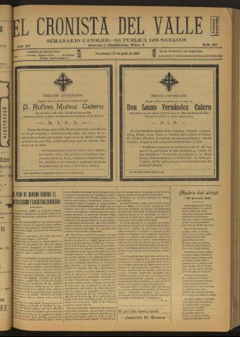 'El Cronista del Valle' - Época 1ª Año XIV Número 693 - 1923 junio 23