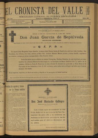 'El Cronista del Valle' - Época 1ª Año XIV Número 695 - 1923 julio 07