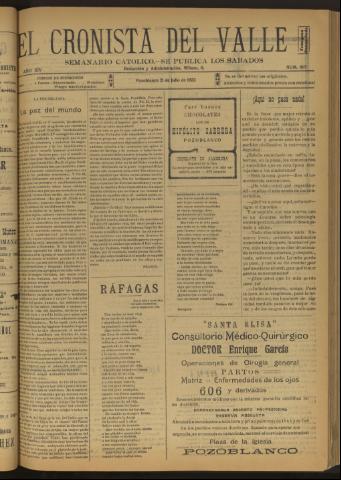 'El Cronista del Valle' - Época 1ª Año XIV Número 697 - 1923 julio 21