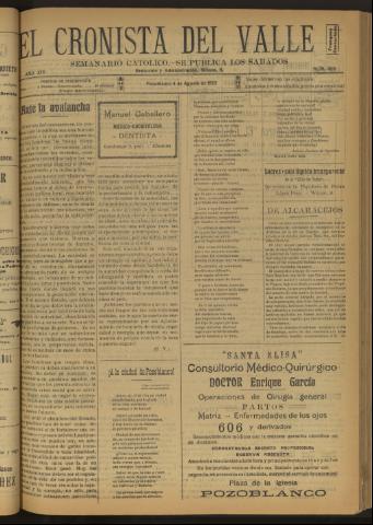 'El Cronista del Valle' - Época 1ª Año XIV Número 699 - 1923 agosto 04