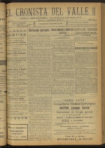 'El Cronista del Valle' - Época 1ª Año XIV Número 705 - 1923 septiembre 15