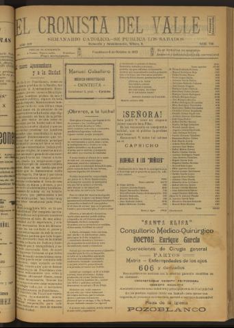 'El Cronista del Valle' - Época 1ª Año XIV Número 708 - 1923 octubre 06