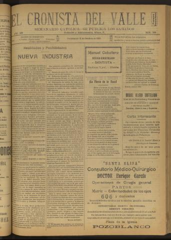 'El Cronista del Valle' - Época 1ª Año XIV Número 709 - 1923 octubre 13