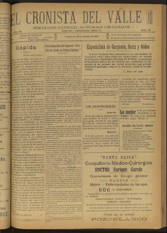 'El Cronista del Valle' - Época 1ª Año XIV Número 710 - 1923 octubre 20
