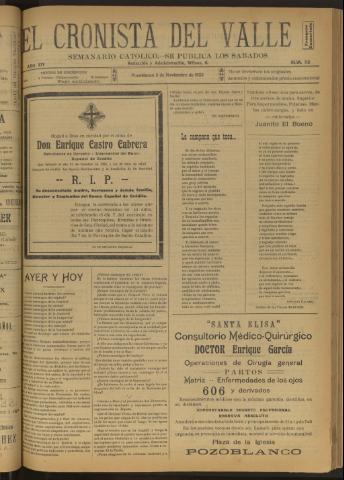 'El Cronista del Valle' - Época 1ª Año XIV Número 712 - 1923 noviembre 03