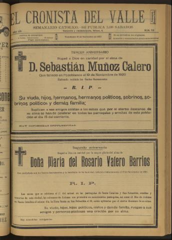 'El Cronista del Valle' - Época 1ª Año XIV Número 713 - 1923 noviembre 10