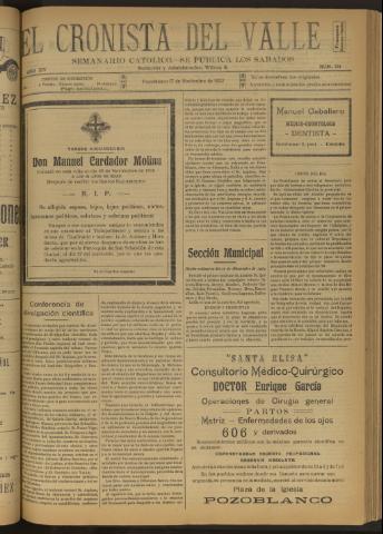 'El Cronista del Valle' - Época 1ª Año XIV Número 714 - 1923 noviembre 17