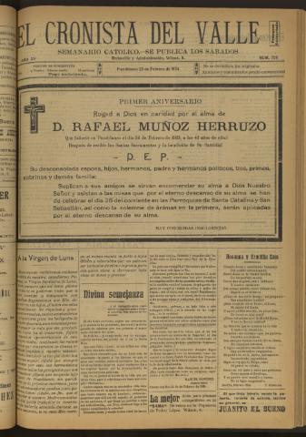 'El Cronista del Valle' - Época 1ª Año XV Número 728 - 1924 febrero 23
