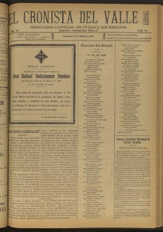 'El Cronista del Valle' - Época 1ª Año XV Número 731 - 1924 marzo 15
