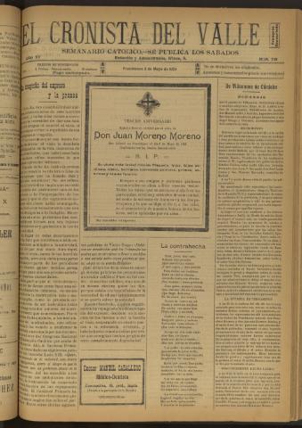 'El Cronista del Valle' - Época 1ª Año XV Número 738 - 1924 mayo 03