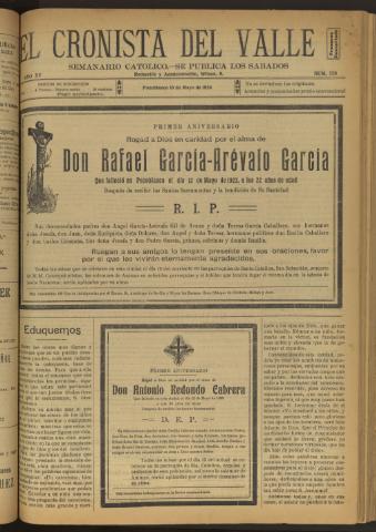 'El Cronista del Valle' - Época 1ª Año XV Número 739 - 1924 mayo 10
