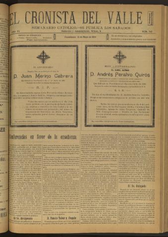 'El Cronista del Valle' - Época 1ª Año XV Número 742 - 1924 mayo 31