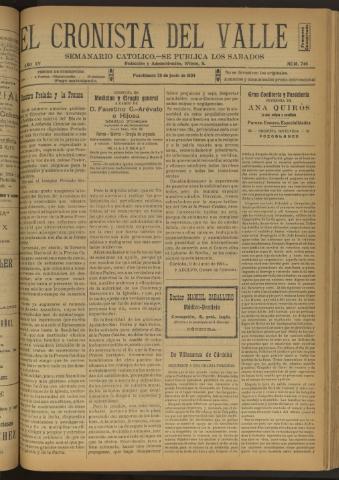 'El Cronista del Valle' - Época 1ª Año XV Número 746 - 1924 junio 28