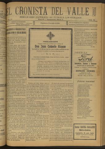 'El Cronista del Valle' - Época 1ª Año XV Número 750 - 1924 julio 26