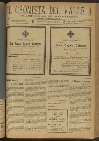'El Cronista del Valle' - Época 1ª Año XV Número 759 - 1924 septiembre 27