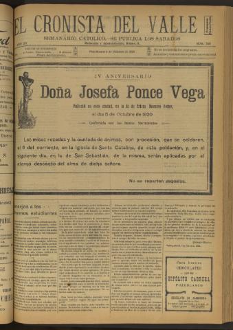 'El Cronista del Valle' - Época 1ª Año XV Número 760 - 1924 octubre 04