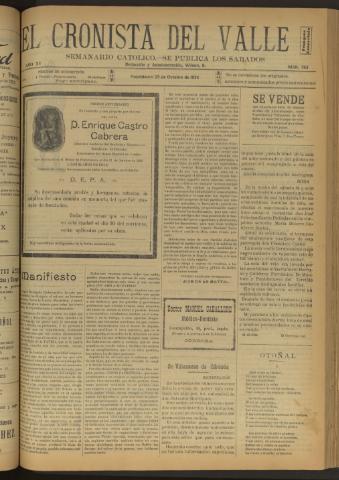'El Cronista del Valle' - Época 1ª Año XV Número 763 - 1924 octubre 25