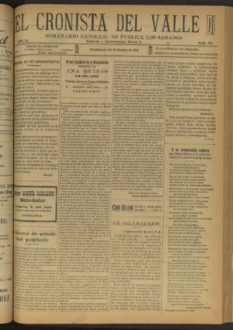 'El Cronista del Valle' - Época 1ª Año XV Número 764 - 1924 noviembre 01