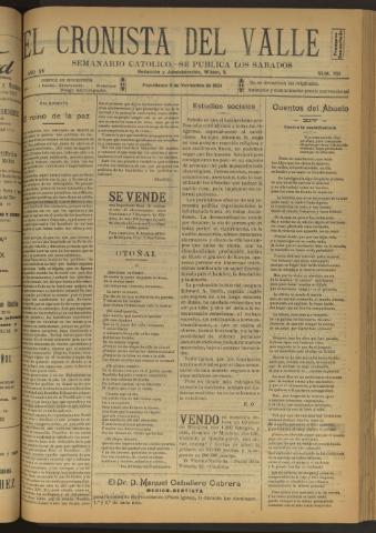 'El Cronista del Valle' - Época 1ª Año XV Número 765 - 1924 noviembre 08