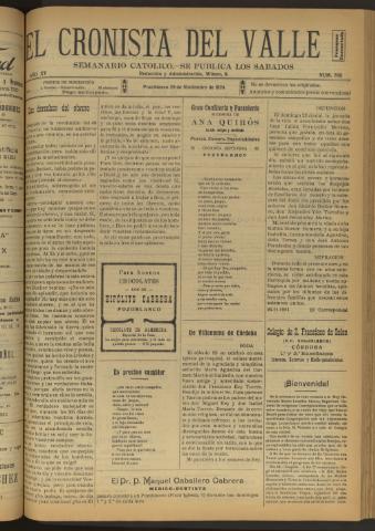 'El Cronista del Valle' - Época 1ª Año XV Número 768 - 1924 noviembre 29
