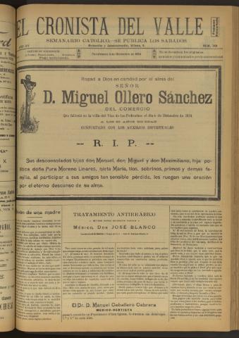 'El Cronista del Valle' - Época 1ª Año XV Número 769 - 1924 diciembre 06