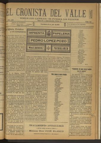 'El Cronista del Valle' - Época 1ª Año XVI Número 801 - 1925 julio 18