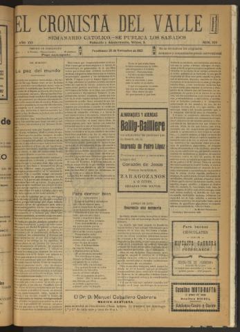 'El Cronista del Valle' - Época 1ª Año XVI Número 820 - 1925 noviembre 28