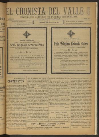 'El Cronista del Valle' - Época 1ª Año XVI Número 823 - 1925 diciembre 19