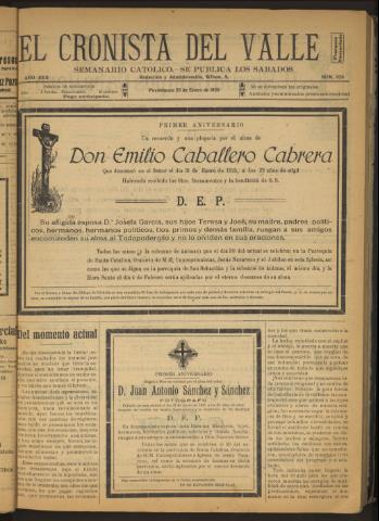 'El Cronista del Valle' - Época 1ª Año XVII Número 828 - 1926 enero 23