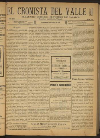 'El Cronista del Valle' - Época 1ª Año XVII Número 829 - 1926 enero 30
