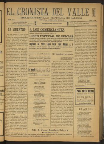 'El Cronista del Valle' - Época 1ª Año XVII Número 836 - 1926 marzo 20