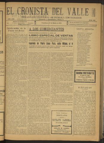 'El Cronista del Valle' - Época 1ª Año XVII Número 837 - 1926 marzo 27