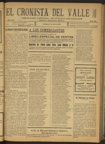 'El Cronista del Valle' - Época 1ª Año XVII Número 838 - 1926 abril 03